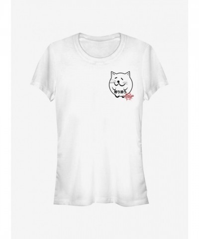 Marvel Spider-Verse Cat Graphic Tee - Stylish White Pocket T-Shirt for Girls