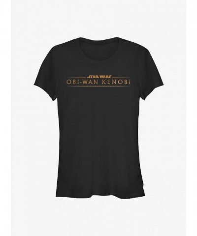 Obi-Wan Kenobi Gold Logo Lightweight Cotton T-Shirt for Girls - Black