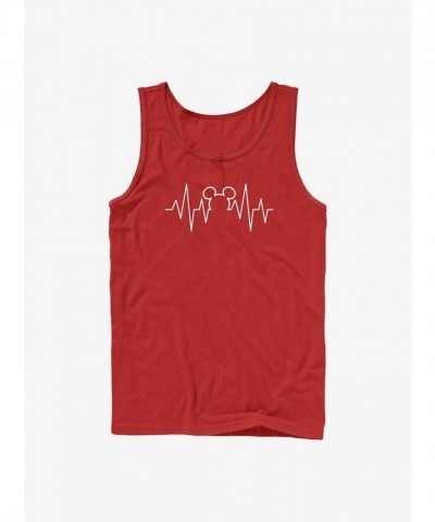 Disney Red Heartline Mickey Mouse Men's Cotton Tank Top