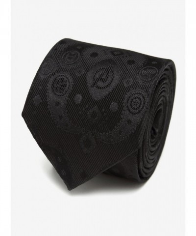 Marvel Avengers Emblems Paisley Print Black Silk Tie