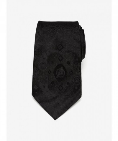 Marvel Avengers Emblems Paisley Print Black Silk Tie