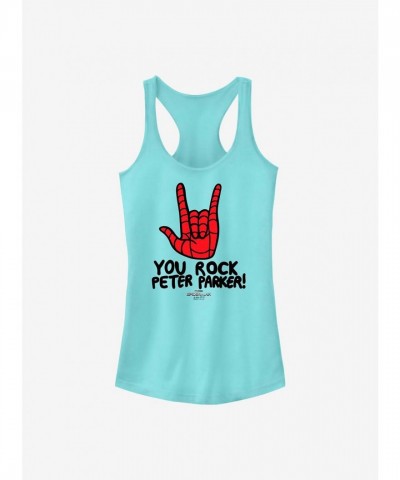 Marvel Girls Parker Rocks Spider-Man Blue Tank Top