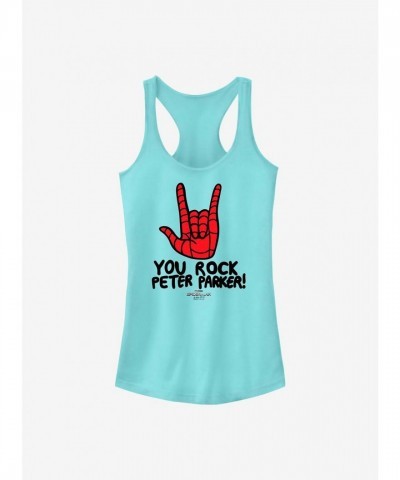 Marvel Girls Parker Rocks Spider-Man Blue Tank Top