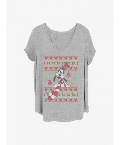 Disney Plus Size Girls T-Shirt - Gray Goofy Ornament Sweater