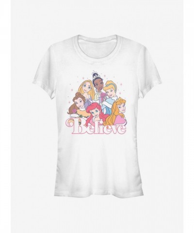 Disney Princess Belief Girls Cotton T-Shirt - White