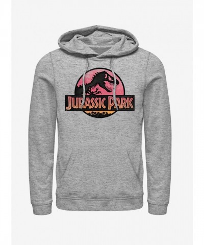 Jurassic Park Logo Sunset Hoodie - Black Unisex