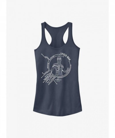 Marvel Girls' Tech Tank Top - No Way Home Spider-Man BLUE