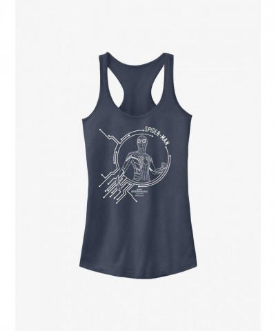 Marvel Girls' Tech Tank Top - No Way Home Spider-Man BLUE