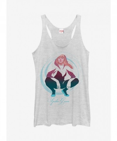 Marvel's Ghost-Spider Girls Heather Grey Cutout Tank Top - WHITE