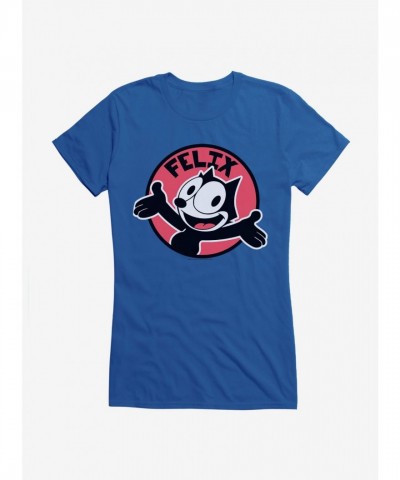 Felix The Cat Girls T-Shirt with Happy Smiles Sticker Graphic
