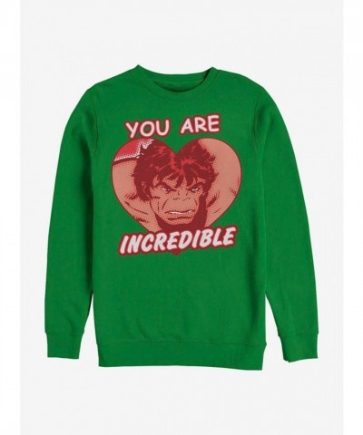 Marvel's Incredible Hulk Heart Print Sweatshirt - Men's Green
