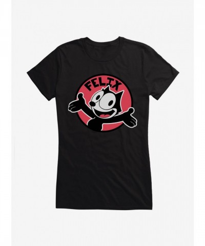 Felix The Cat Girls T-Shirt with Happy Smiles Sticker Graphic