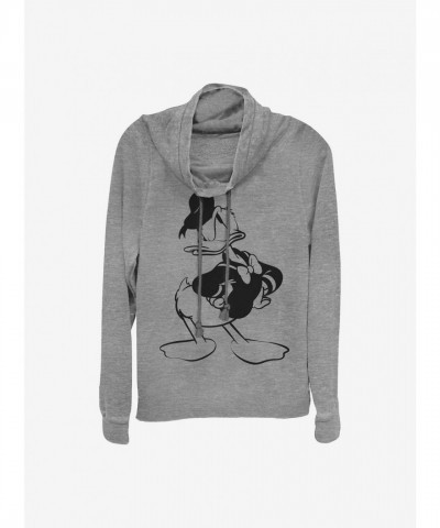 Disney Girls Grey Cowlneck Sweatshirt with Donald Duck Print