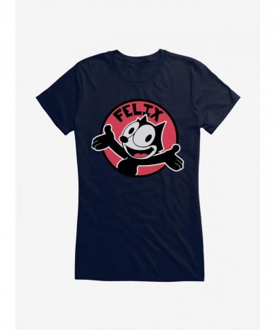 Felix The Cat Girls T-Shirt with Happy Smiles Sticker Graphic