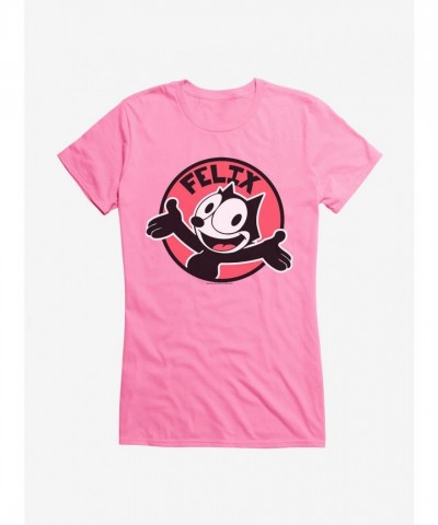 Felix The Cat Girls T-Shirt with Happy Smiles Sticker Graphic