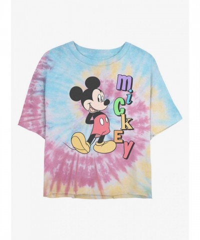 Disney Mickey Mouse Name Tie-Dyed Crop Top T-Shirt for Girls - Multi Colors