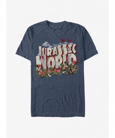 Jurassic World Tropical Greetings T-Shirt - Navy Blue Men's Size
