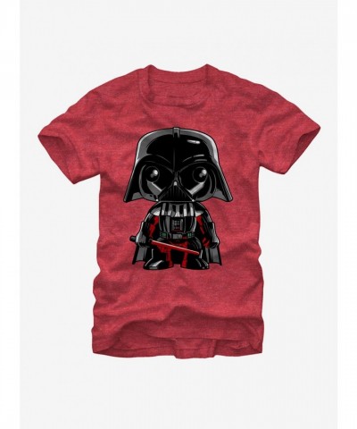 Cute Cartoon Darth Vader T-Shirt in Red - Unisex