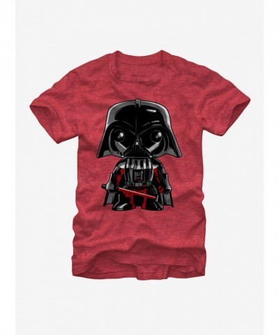 Cute Cartoon Darth Vader T-Shirt in Red - Unisex