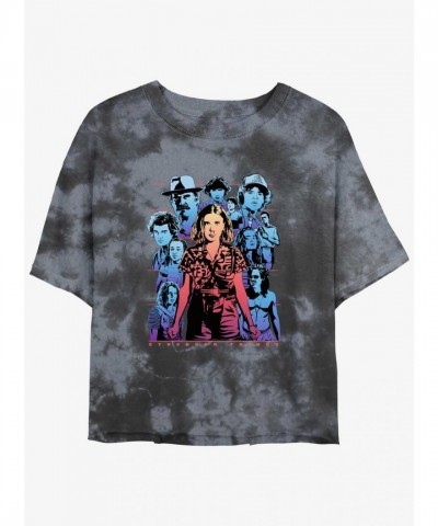 Stranger Things Inspired Mineral Wash Crop Tee for Girls - Multi Colors