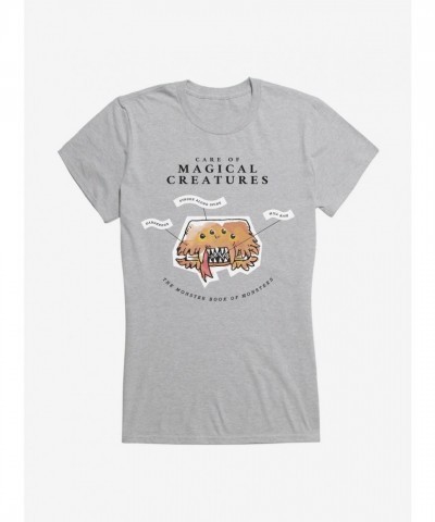 Harry Potter Inspired Watercolor Magical Creatures Tee for Girls - Grey
