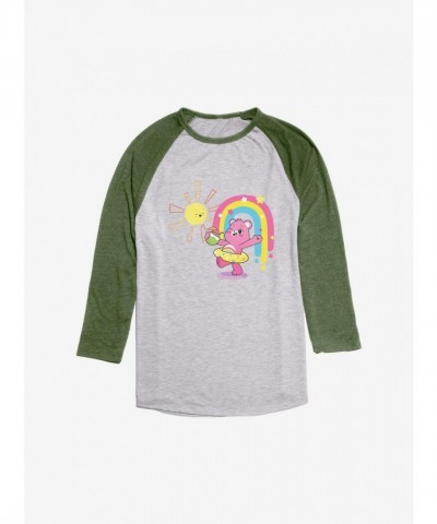 Care Bears Summer Cheer Men's Raglan T-Shirt - Green