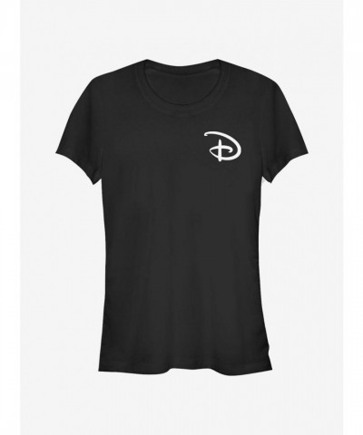 Disney Princess D Pocket Girls T-Shirt in Black - Lightweight Cotton