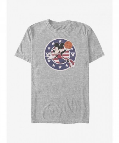 Disney Mickey Mouse B Ball Americana Grey T-Shirt for Men