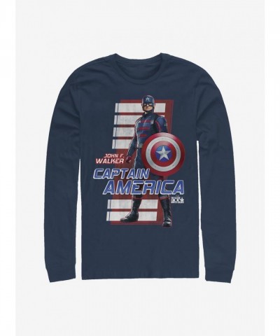 Marvel Captain America John F. Walker Long Sleeve T-Shirt - Blue for Men