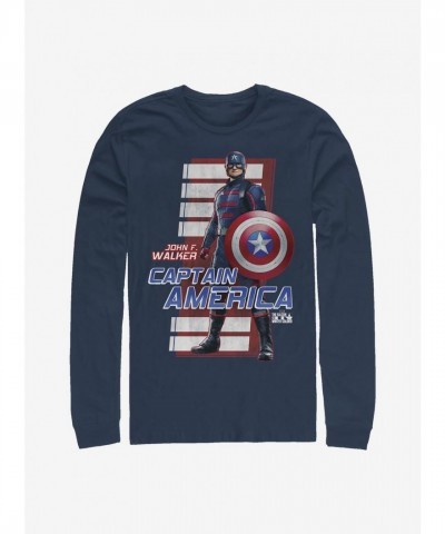 Marvel Captain America John F. Walker Long Sleeve T-Shirt - Blue for Men