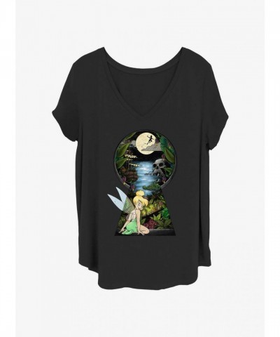 Disney Plus Size T-Shirt for Girls - Tinker Bell Keyhole Design - Black