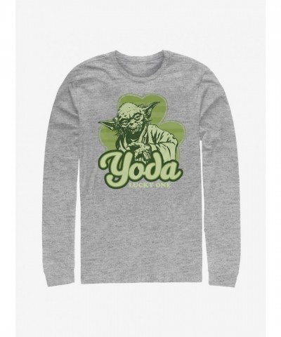 Yoda Star Wars Retro Long Sleeve T-Shirt - Grey Men's
