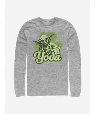 Yoda Star Wars Retro Long Sleeve T-Shirt - Grey Men's