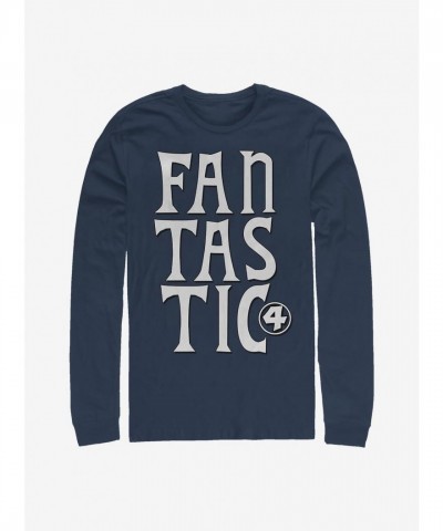 Marvel Long-Sleeve T-Shirt with Fantastic Four Print - Blue for Men