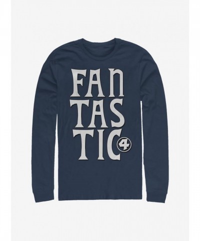 Marvel Long-Sleeve T-Shirt with Fantastic Four Print - Blue for Men