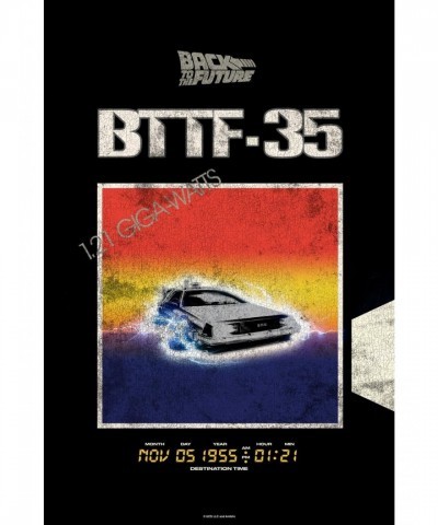 Back To The Future DeLorean 1955 Time Machine Poster - White Edition