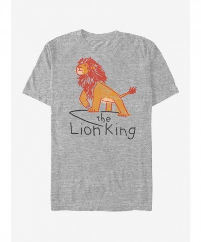 Disney Grey The Lion King Scribble King T-Shirt for Men