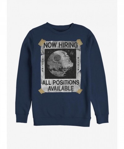 Star Wars Dark Side Job Hunt Death Star Sweatshirt - Navy Blue Men's