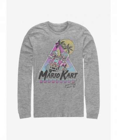 Super Mario Long-Sleeve Race T-Shirt - Grey for Men