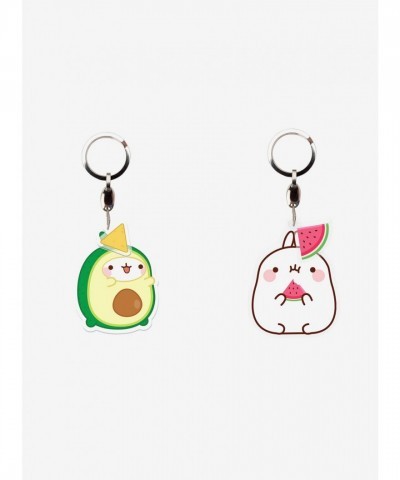 Molang Acrylic Keychain Set: Watermelon & Avocado Bundle