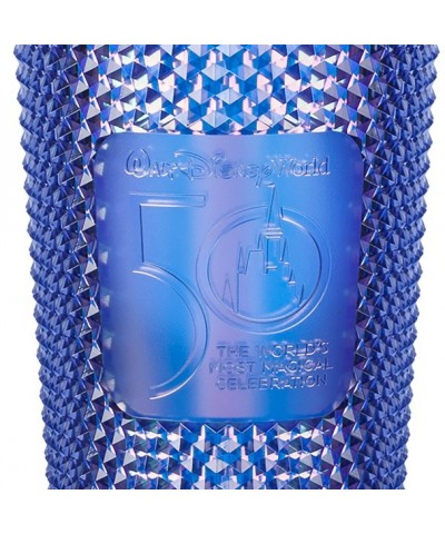 Walt Disney World 50th Anniversary Blue Geometric Tumbler with Straw