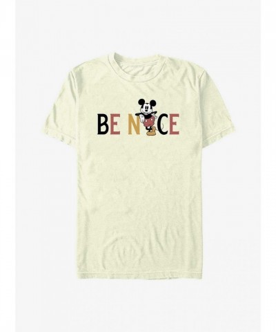 Disney Be Nice Mickey Mouse T-Shirt for Men - Beige