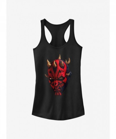 Maul's Face Racerback Tank Top for Girls - Star Wars Clone Wars Edition - Black