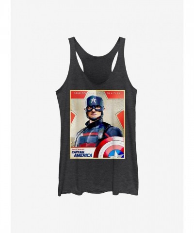 Marvel Girls' Falcon Winter Soldier Cap Inspired Tank Top - Black