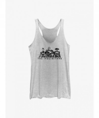 Star Wars Obi-Wan Kenobi Heather White Girls Tank Top with The Inquisitors Trio