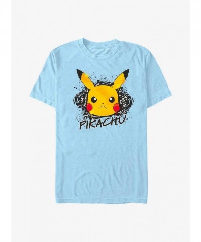 Angry Pikachu Men's Lightweight Blue T-Shirt