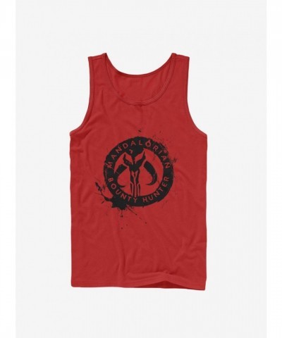 Mandalorian Helmet Inspired Painted Skull Men's T-shirt - Red