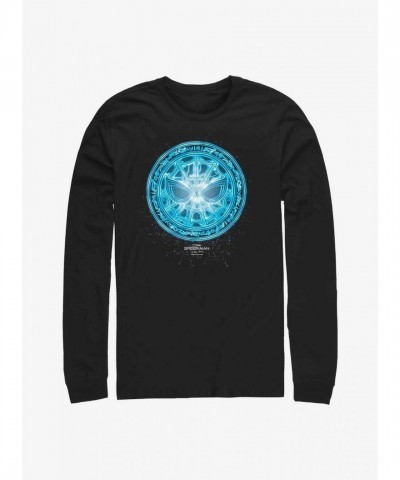 Marvel's Spider-Man No Way Home Blue Spidey Rune Men's Long Sleeve T-Shirt - Black
