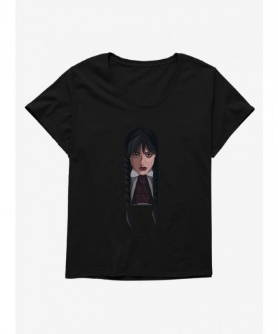 Comfortable Plus Size Girls Scoop Neck T-Shirt - Wednesday No Hug Zone - Black