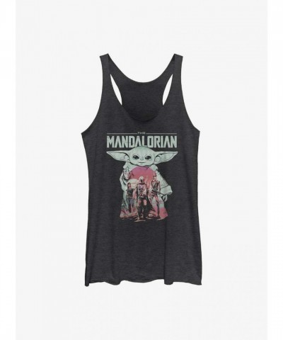 Mandalorian Grogu Squad Girls Tank Top - BLACK